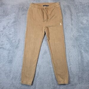Polo Ralph Lauren Joggers Mens XS Beige Cotton Terry Tapered Sweatpants Preppy
